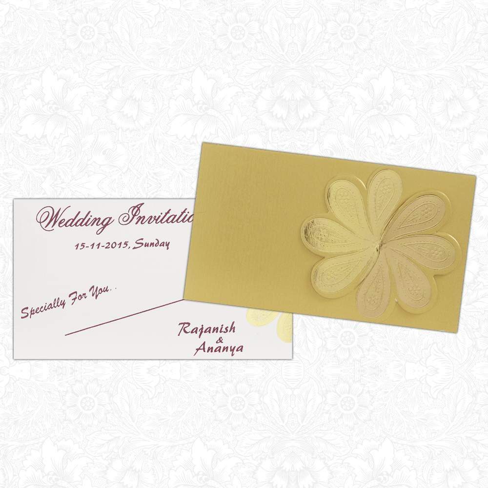 Invitation Card - Golden Floral Personal Wedding Invitation Card-KNK3432