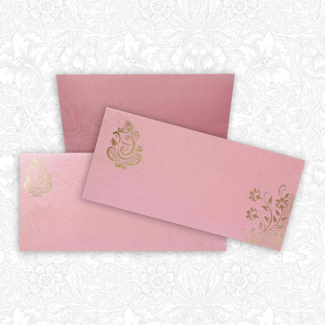 Pink Floral Metallic Invitation Card-KNK3448
