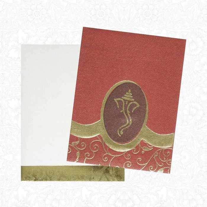 Invitation Card - Red Vakratunda Ganesha Friends Invitation Card-KNK3449-King of Cards