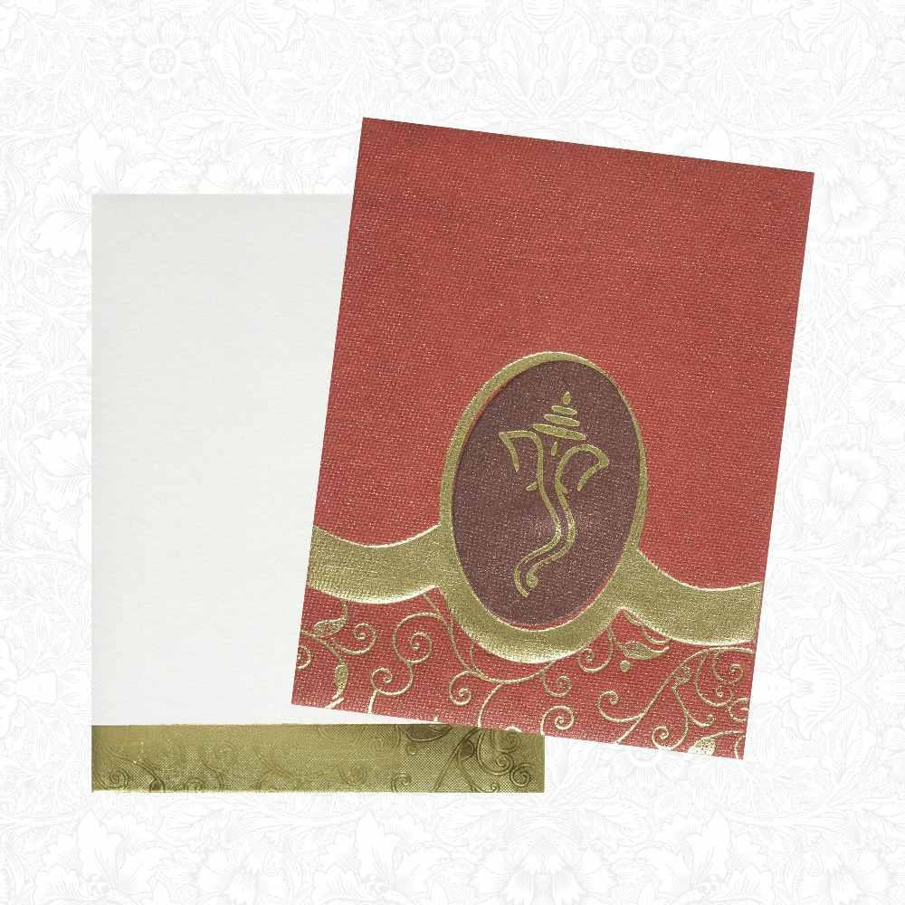 Invitation Card - Red Vakratunda Ganesha Friends Invitation Card-KNK3449-King of Cards
