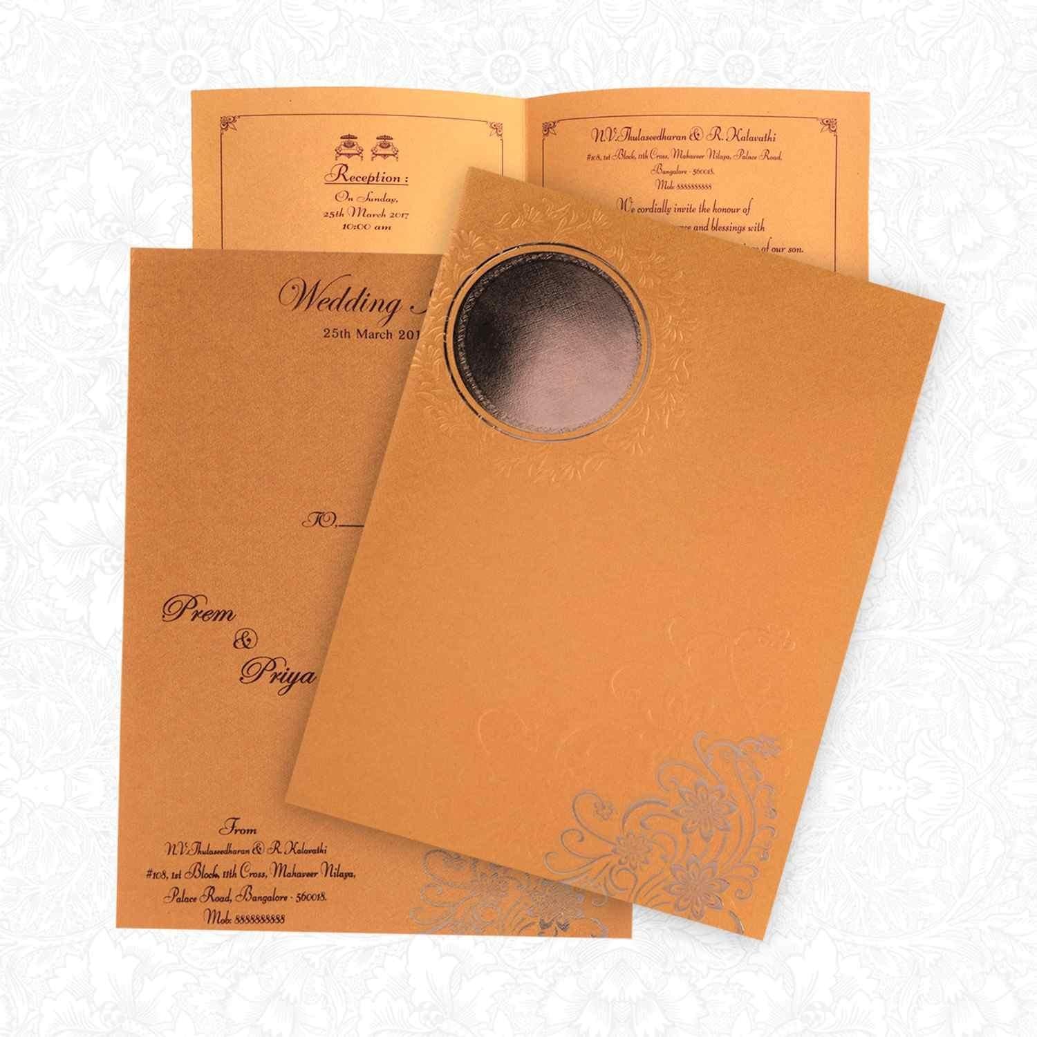 Lovely Gold Shading With Gold Foiling Flower Wedding Card - KNK3480
