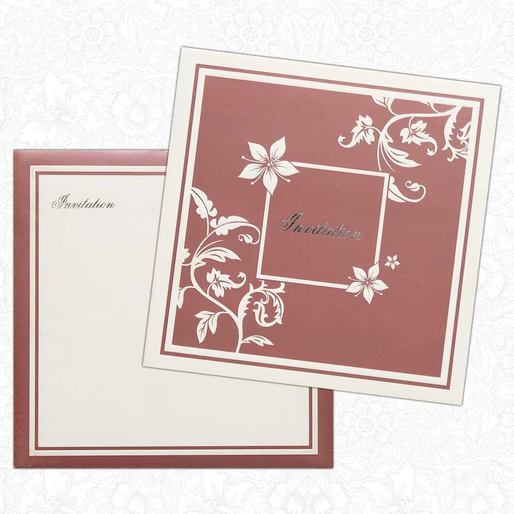 Invitation Card - Scintillating Silver Floret Designer Invitation Card-KNK3565