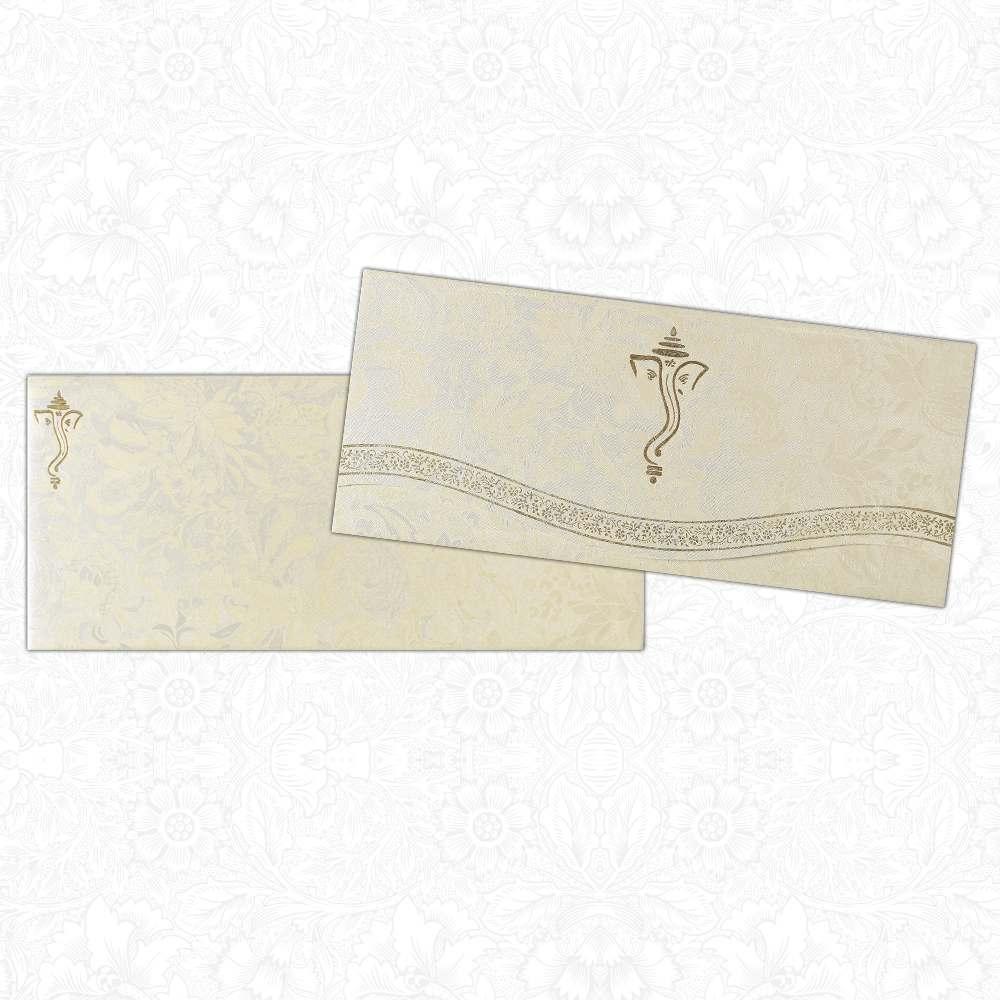 Beige Floral Ganesha Wedding Invitation Card