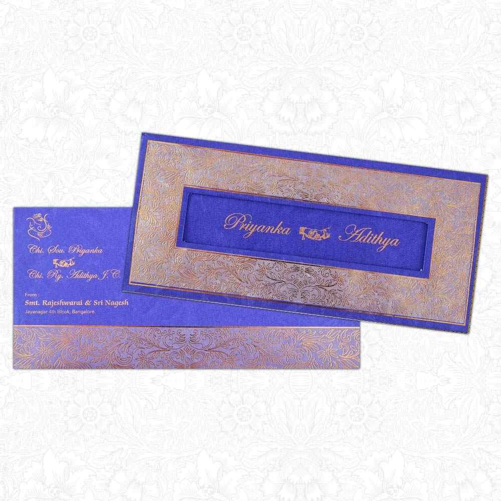 Invitation Card - A Royal Wedding in Blue and gold wedding Invitation Card - KNK3762-King of Cards