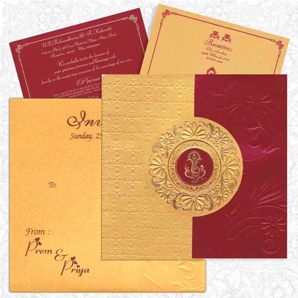 Unique Door Type maroon Shading Personal Wedding Card  - KNK3817 - Small (Personal Card)-King of Cards