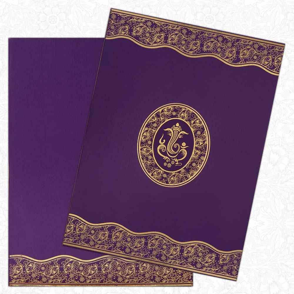Invitation Card - Purple Hindu Wedding Invitation Card-KNK4023