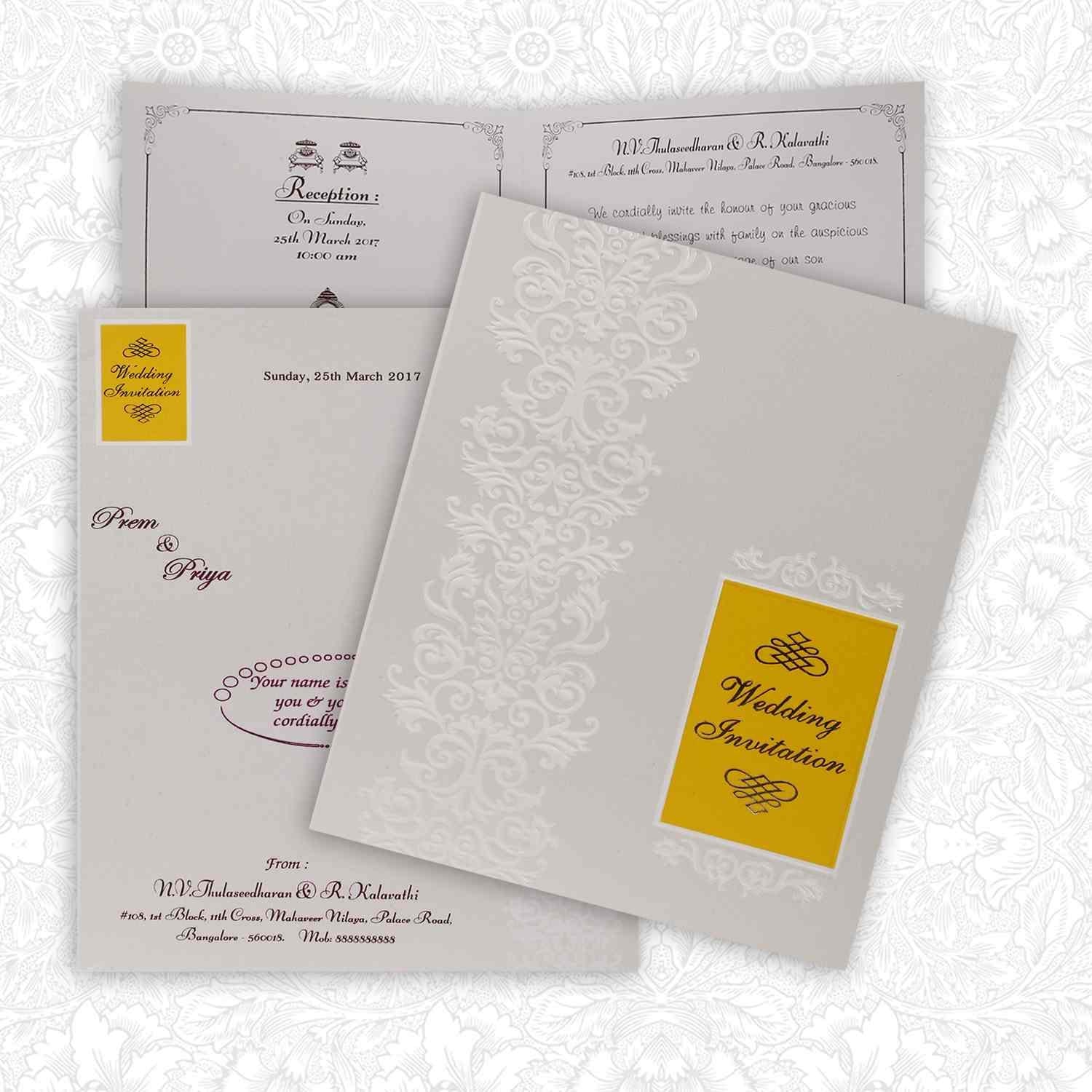 Classic White Floral Theme Wedding Card  - KNK4037