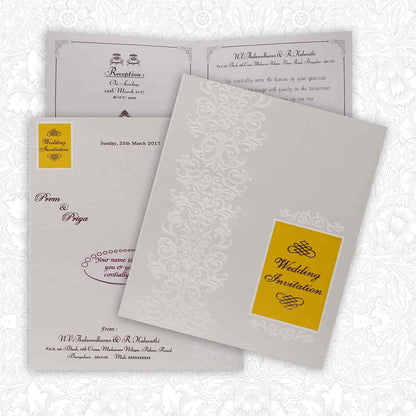 Classic White Floral Theme Wedding Card  - KNK4037