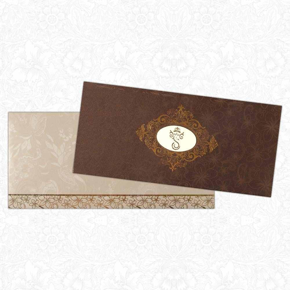 Invitation Card - Matte Brown and Shimmering Silver Invitation Card-KNK4082