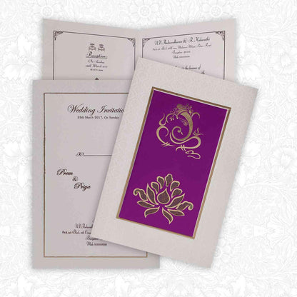 Fabulous Violet Shading With Bloom Subject Wedding Card - KNK4124