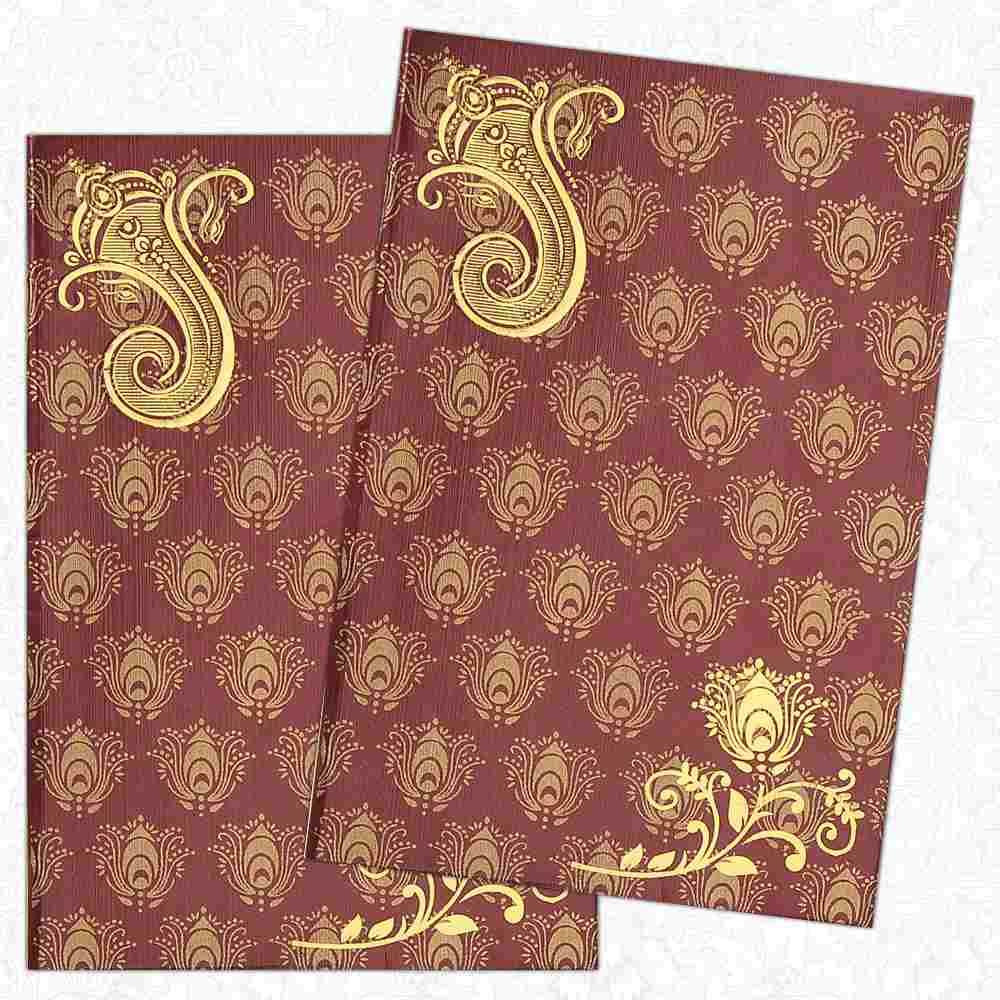 Maroon Wedding Invitation Card-KNK4128