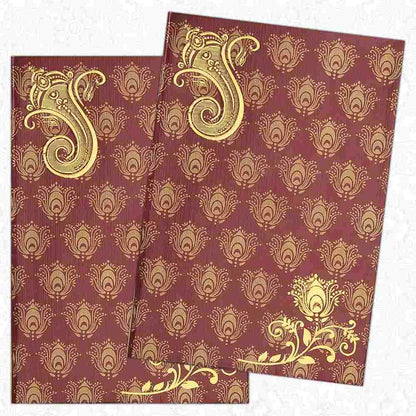 Maroon Wedding Invitation Card-KNK4128