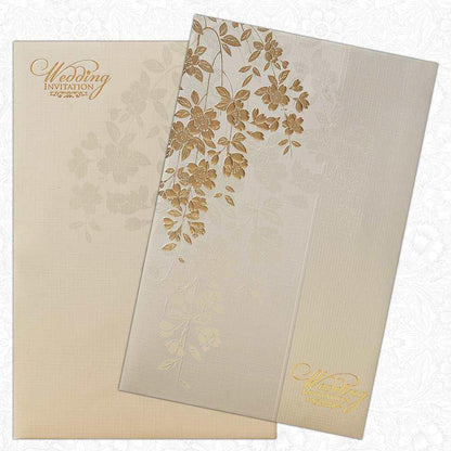 Invitation Card - Exclusive Gold Floral Marriage Invitation Cards-KNK4234