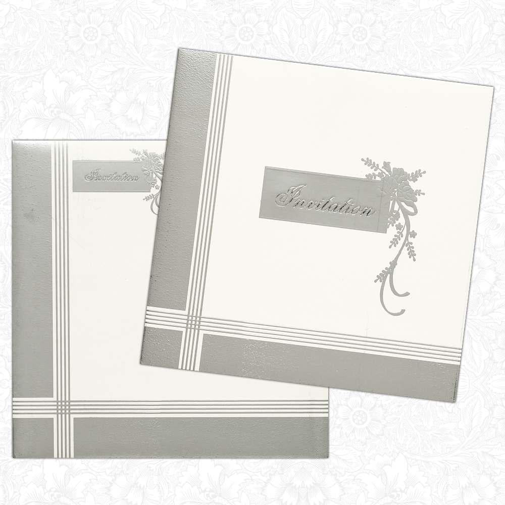 Invitation Card - White and Grey Designer Invitation Card-KNK4317