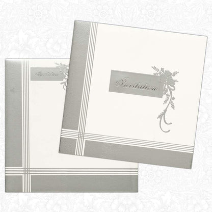 Invitation Card - White and Grey Designer Invitation Card-KNK4317