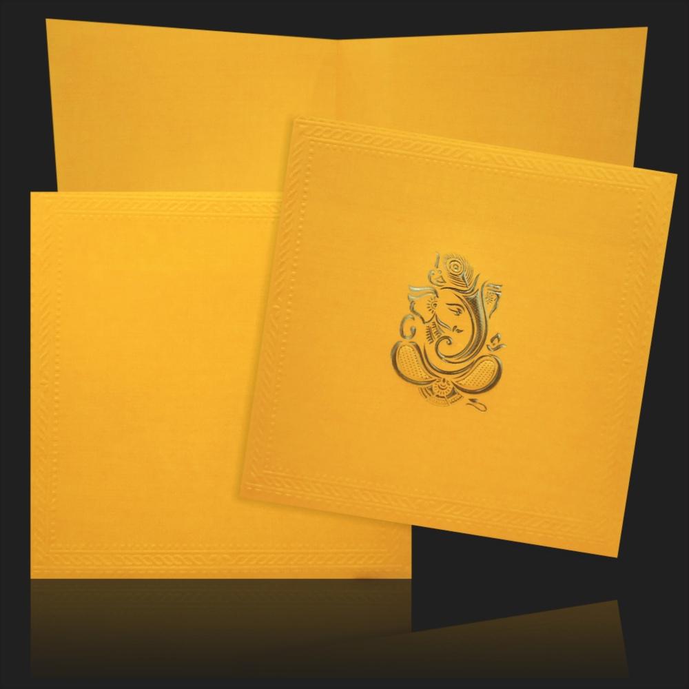 Dazzling Embossed Ganesha With Gold Shading Wedding Card