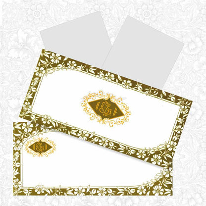 Green Shading With Flower Border Wedding Card - KNK4355-King of Cards