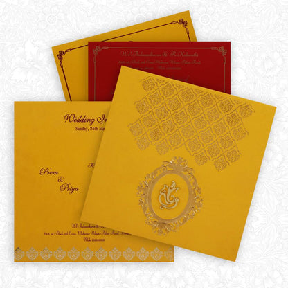Yellow Padded Invitation Card-KNK4459