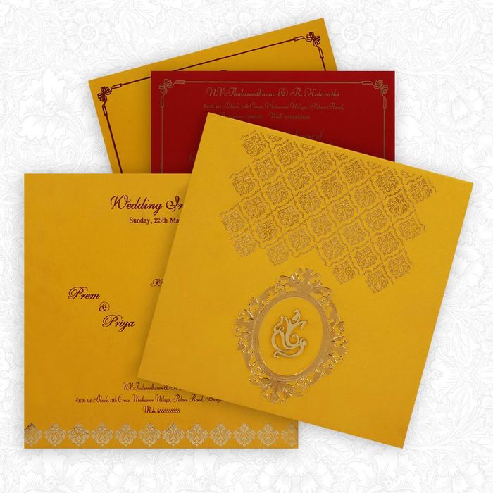 Yellow Padded Invitation Card-King of Cards