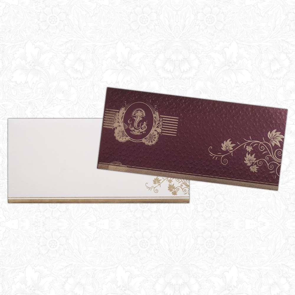 Maroon Ganesha Invitation Card-King of Cards