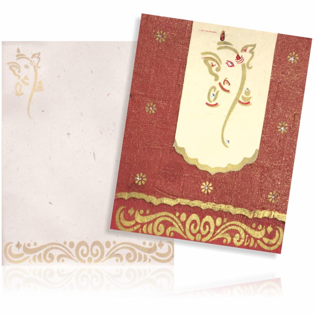 Red Ganesha Invitation Card-King of Cards
