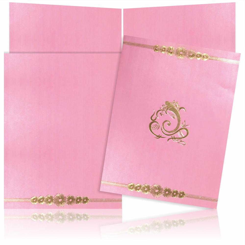 Pink Metallic Invitation Card With Floral Design-King of Cards