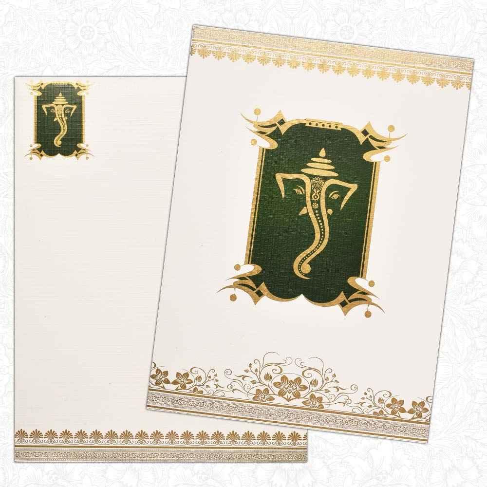 Invitation Card - Golden Ganesha Swarup All-Ceremony Invitation Card-KNK4836-King of Cards