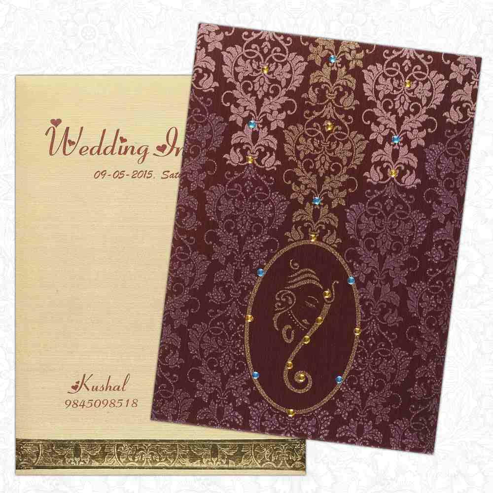 Invitation Card - Maroon Ganesha Card with Unmatched sophistication-KNK4882