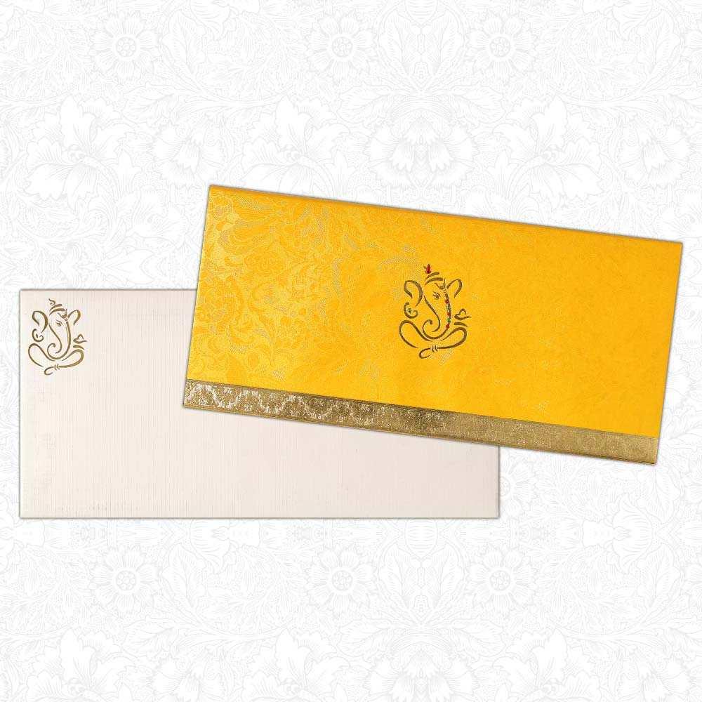 Padded Gold Ganesha Invitation Card-KNK4960