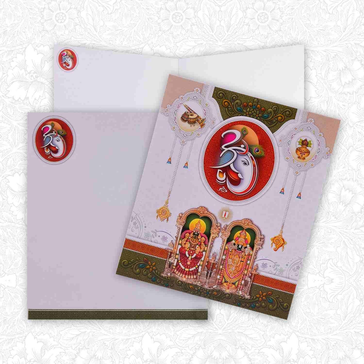 White Balaji Padmavathi Invitation Card-KNK4987