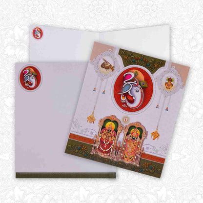 White Balaji Padmavathi Invitation Card-KNK4987