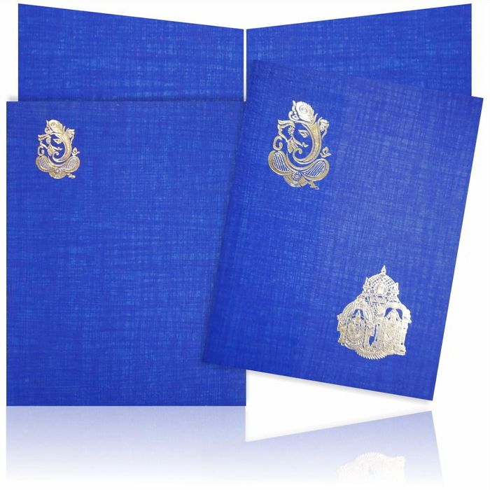 Alluring Blue Shading With Ganesha Theme Wedding Card-King of Cards