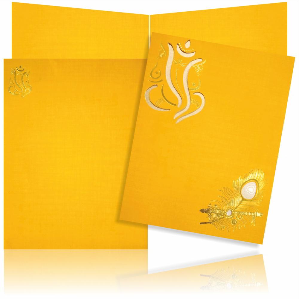 Orange Peacock Design With Die Cut Ganesha