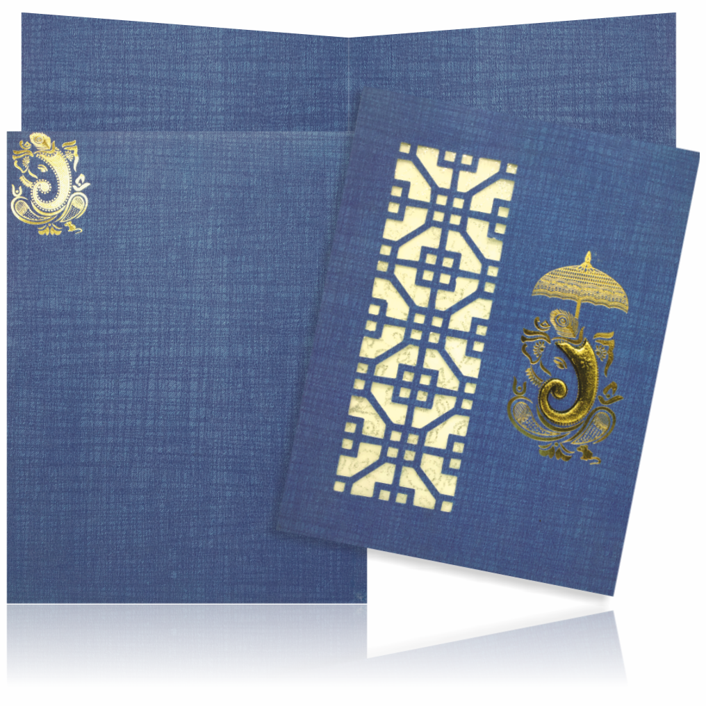 Blue Jumbo Metallic Die Cut Card-KNK50194