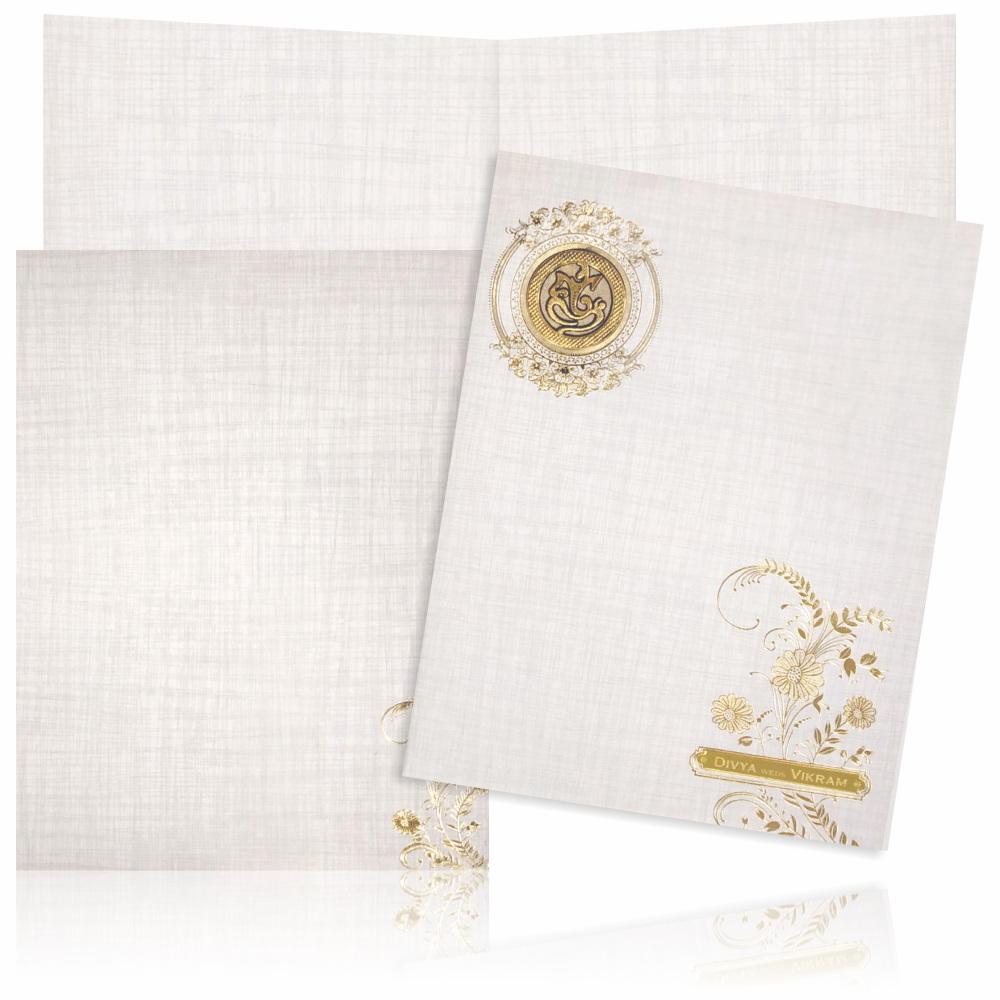 Grey Jumbo Metallic Floral Gold Foiling With Ganesha-KNK50270