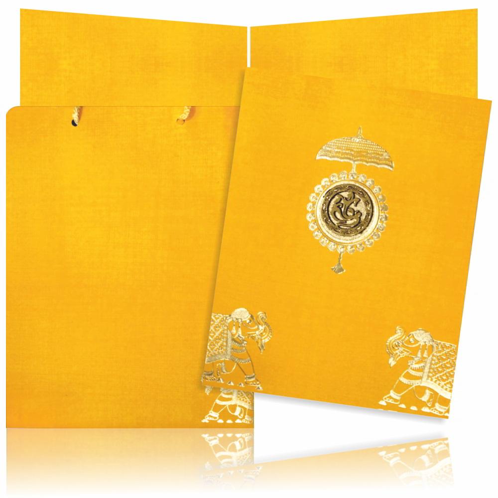 Orange Jumbo Metallic Elephant Design in Gold Foiling-KNK50761