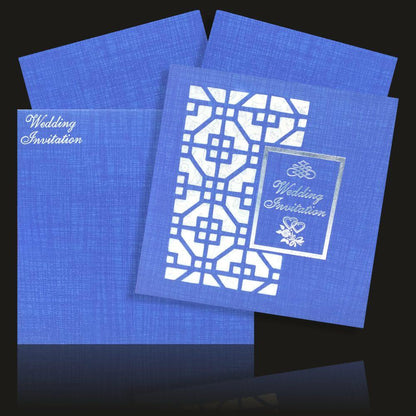 Blue Laser cut Invitation Card-KNK833BI