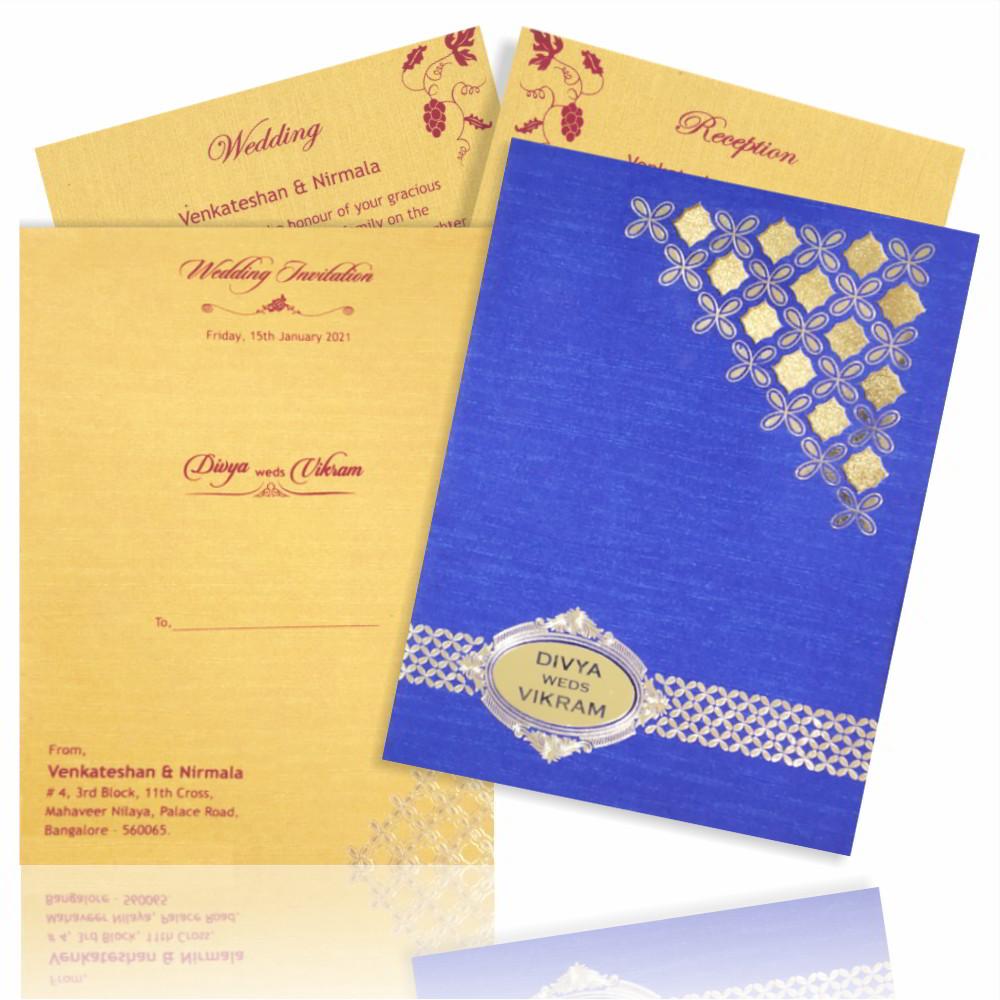 Gold And Blue Padding Invitation Card-Knpc9517b