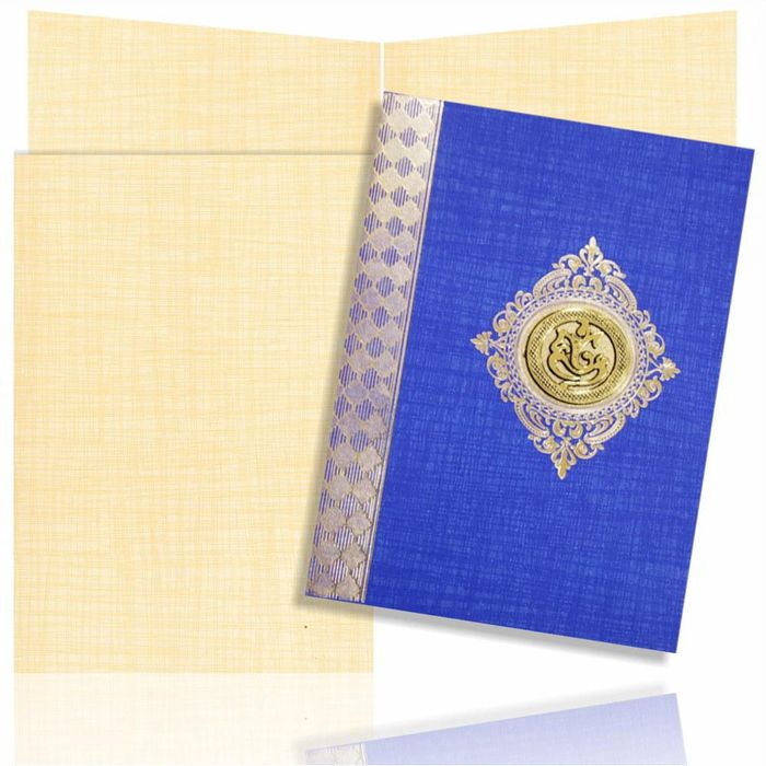 Blue Prince Paper Gold Border Wedding Card-King of Cards