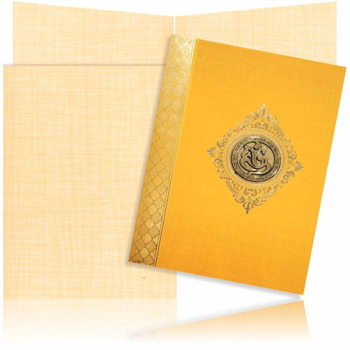 Orange Prince Paper Gold Border Wedding Card-King of Cards
