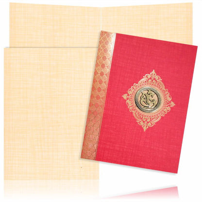 Red Prince Paper Gold Border Wedding Card-KNPM705R