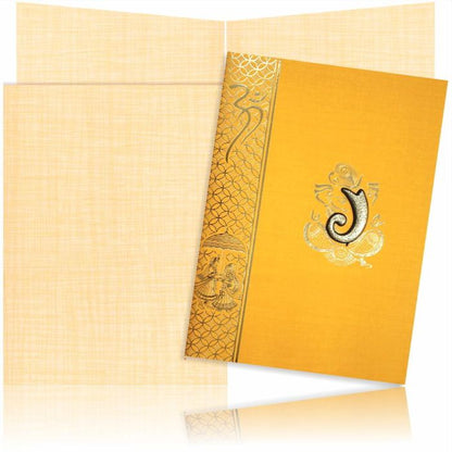 Orange Prince Paper Print Hindu Wedding Card With Gold Foiling Print Design-KNPM709O-King of Cards