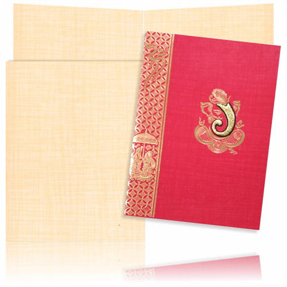 Blue Prince Paper Print Hindu Wedding Card With Gold Foiling Print Design-KNPM709R
