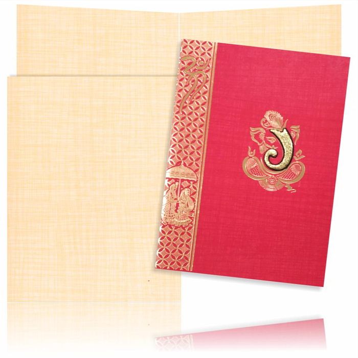Blue Prince Paper Print Hindu Wedding Card With Gold Foiling Print Design-KNPM709R-King of Cards