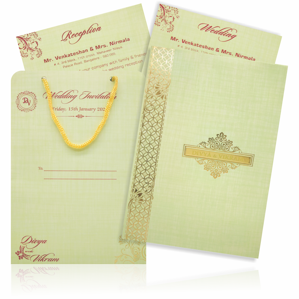 Light Green Bag Invitation Card-King of Cards