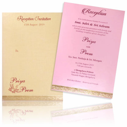 Gorgeous Pink Color With Single Sheet Invitation Card-King of Cards