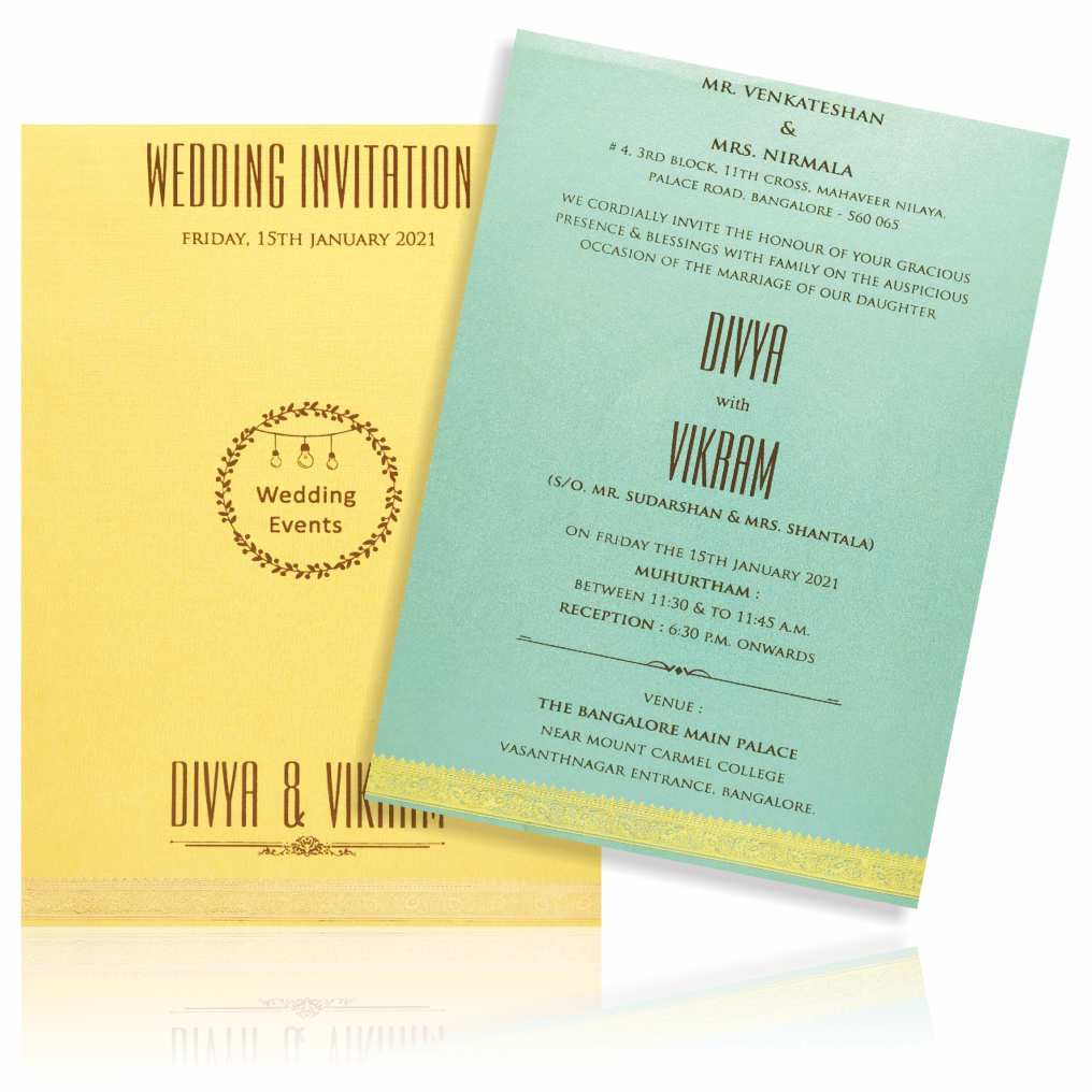 Yellow and Cyan Classy Wedding Invitation-King of Cards