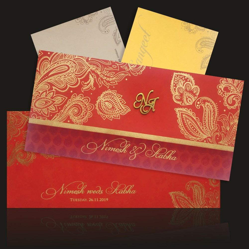 Gold Embossed Royal Wedding Mandap Invitation Card-KPR06510