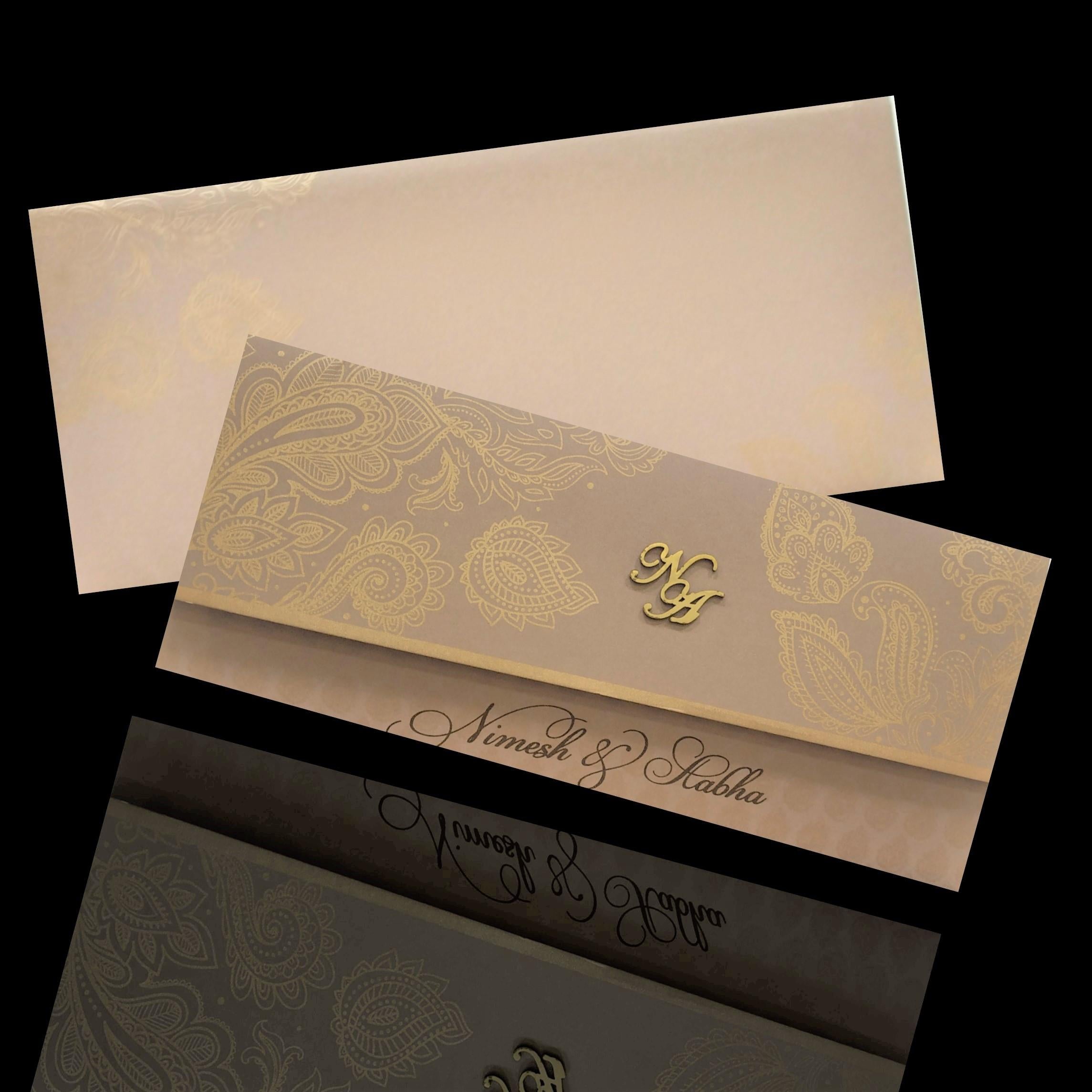 Peach Royal Baraat Boxed Type Wedding Card-KPR06520