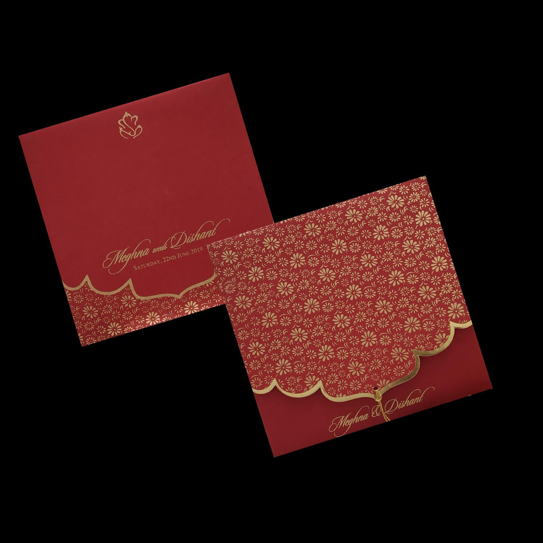 White Gold Foil Embossed Floral Wedding Invitation Card-KPR06610
